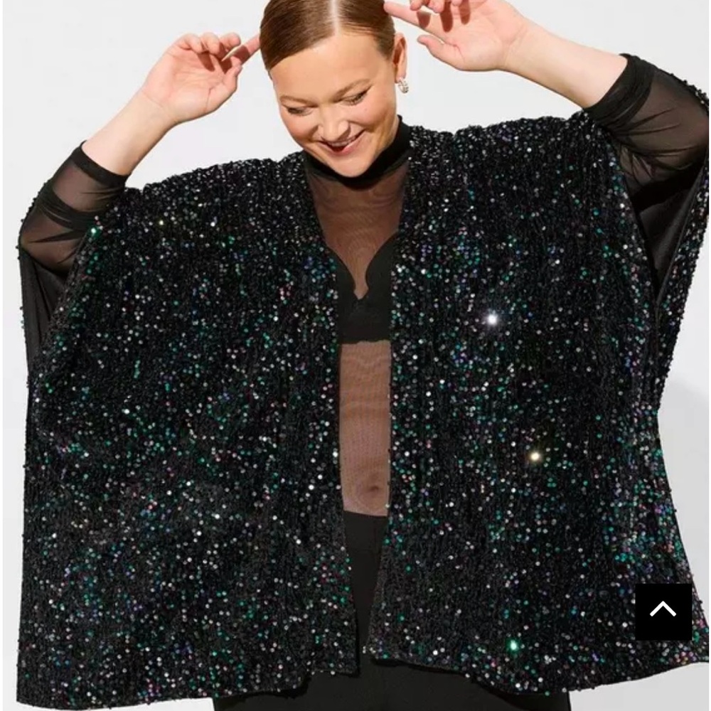 NWT Torrid Black and Multi-Color Sequin Ruana.  Perfect for a night out!
